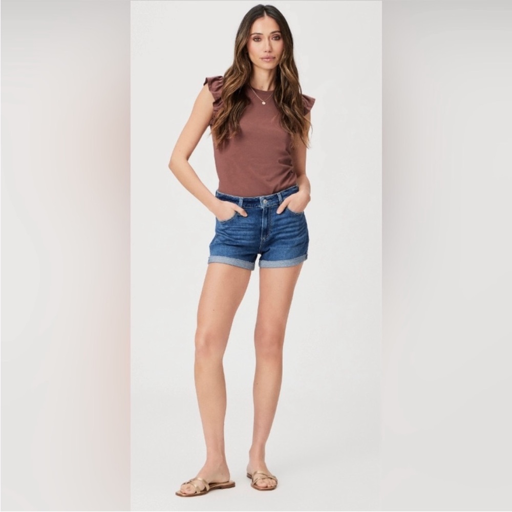 Paige jimmy jimmy 5 pocket cuffed hem denim shorts, size 27